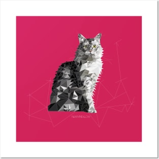 Geometric Maine Coon Posters and Art